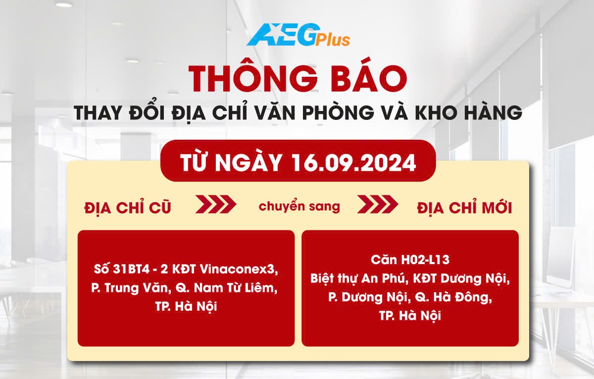 AEGPlus thông báo thay đổi địa chỉ văn phòng và kho hàng