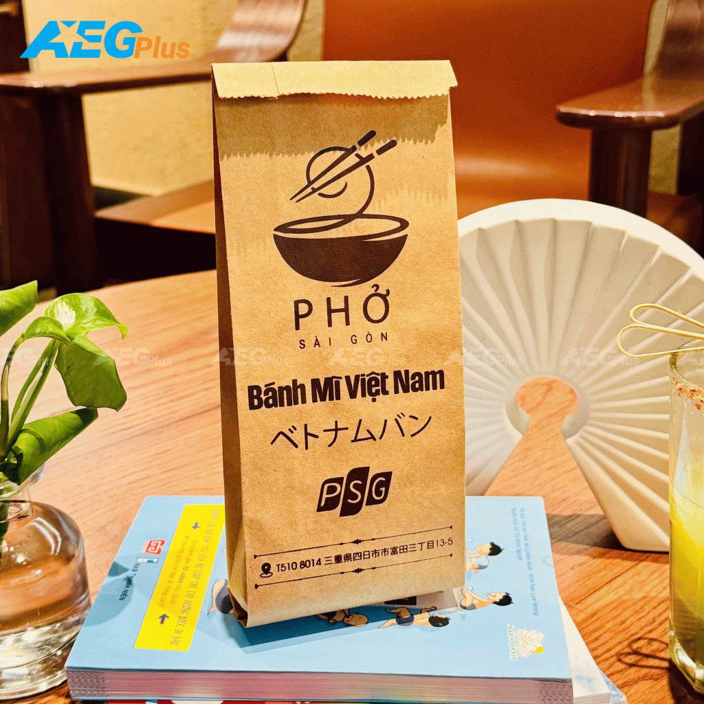 túi giấy đựng bánh mì giấy kraft tự nhiên, thân thiện với người dùng